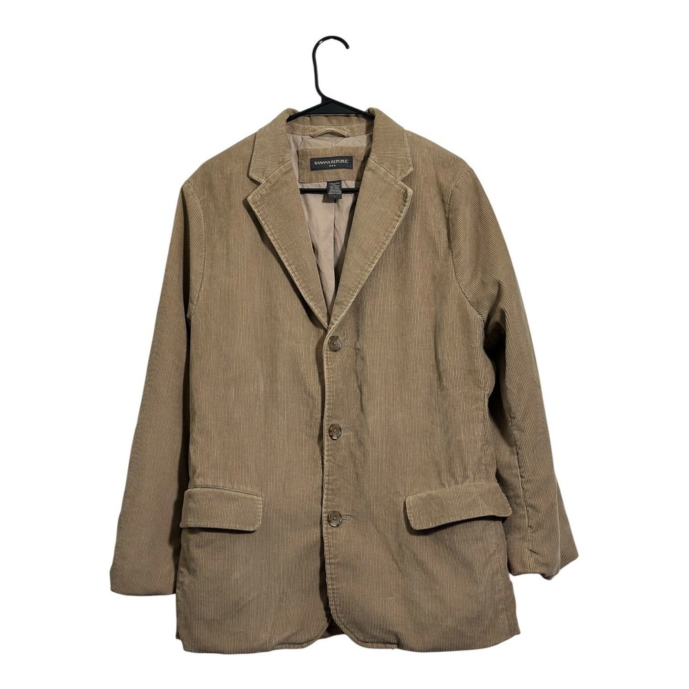 Banana Republic Corduroy 3-Button Blazer Sport Coat Jacket Tan Khaki Men's Large